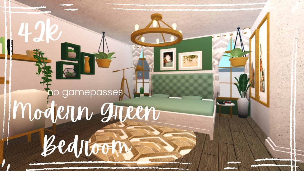 Bloxburg Modern Green Master Bedroom no gamepasses 42k roblox