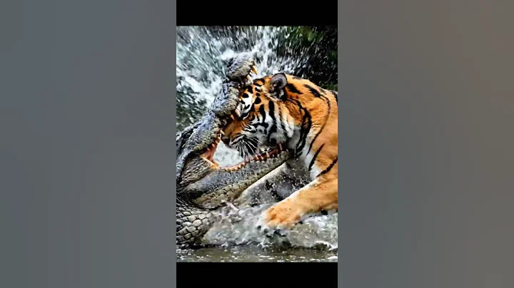 Tiger confronts the power of crocodile  #wildlife