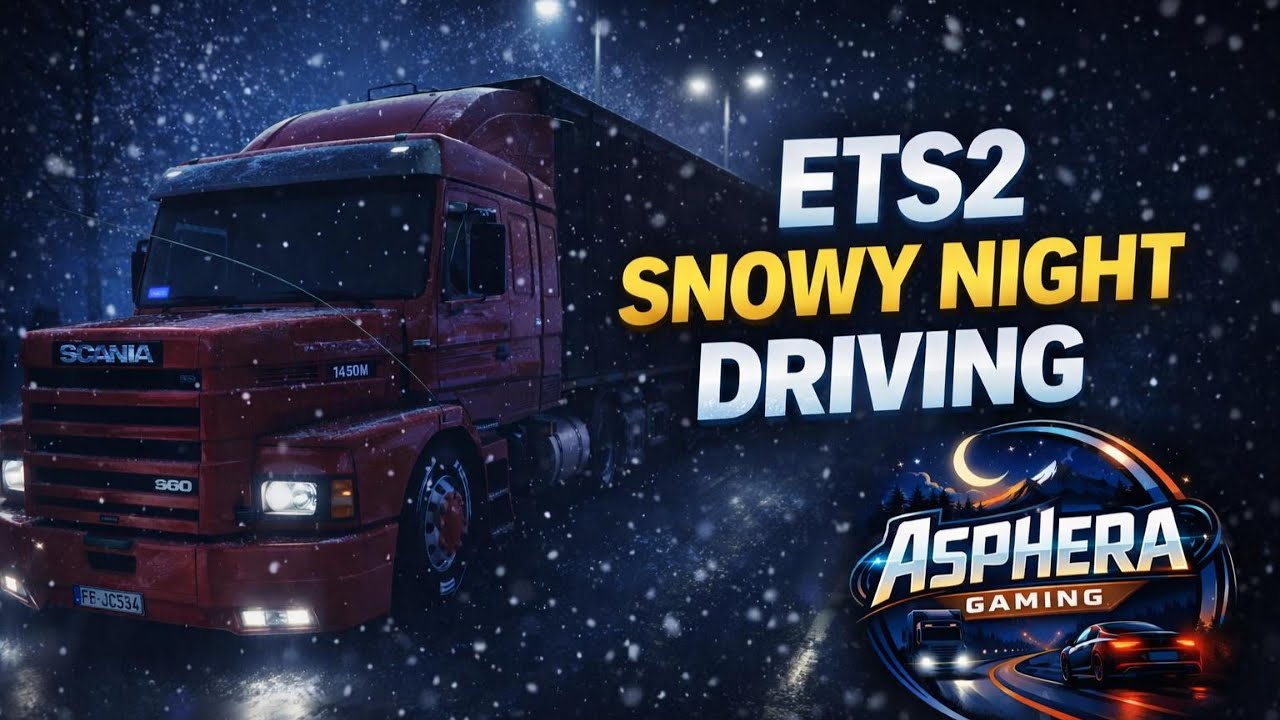 Snowy Night Drive ❄️ Pure Engine Sound | Night Drive | ETS 2