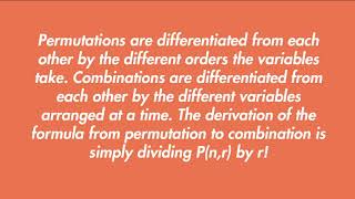 Derivation of the Formula for Combination