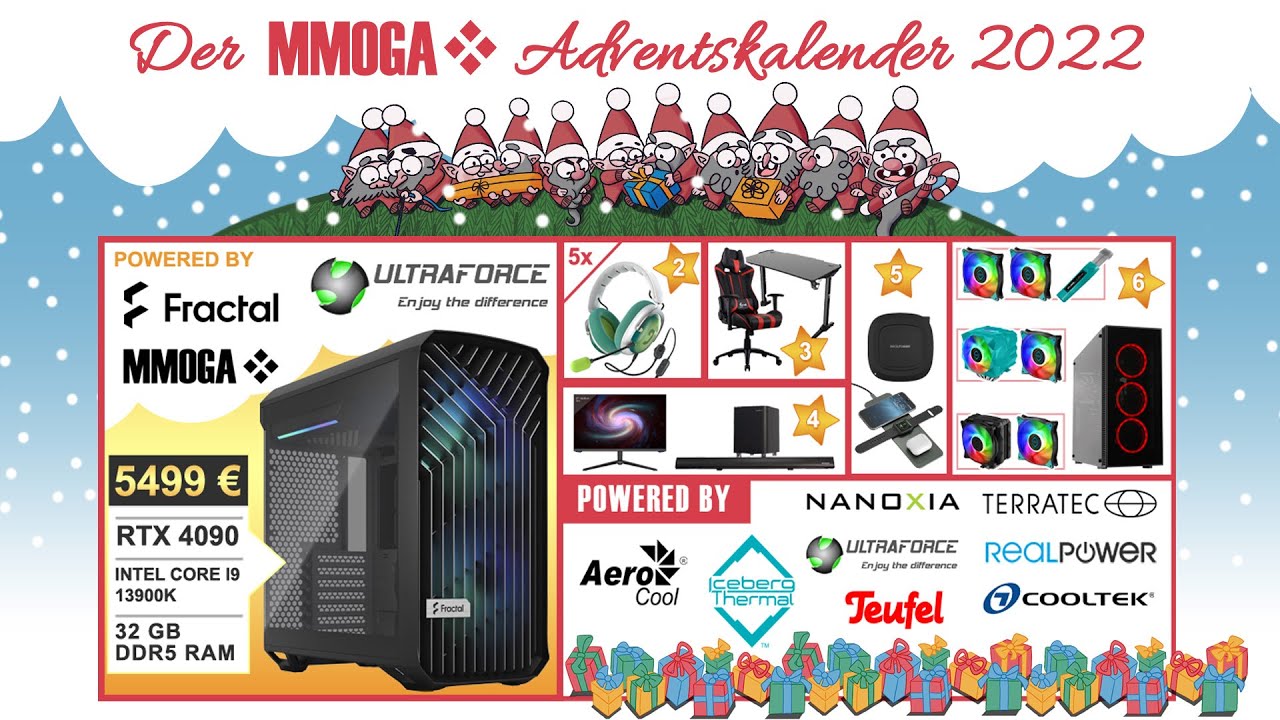 5.499 € High End GAMING PC mit RTX 4090 und mehr GEWINNEN! MMOGA  Adventskalender 2022