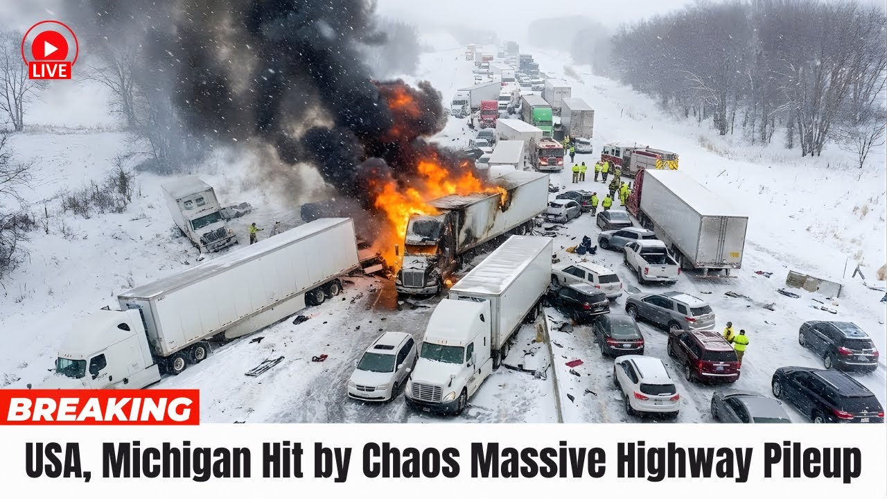 Breaking News USA, Michigan Hit by Chaos Massive Highway Pileup! 100 Vehicles On I 196, Drivers Trap