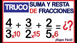 🅾️ADDITION AND SUBTRACTION OF FRACTIONS - Super Trick - 🚀 Very Easy!🚀