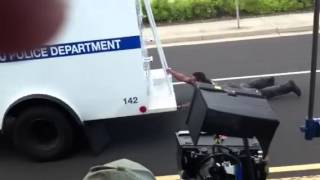 Hawaii 5-0 stunts Sliding under truck