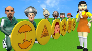 Scary Teacher 3D vs Squid Game Hide in Dalgona Candy vs Wall Level Max Shapes Challenge Who