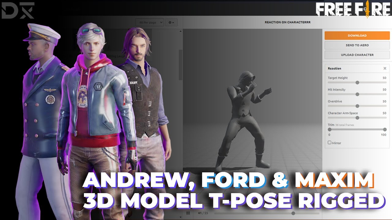 FREE 3D MODELS : Andrew, Ford & Maxim [RIGGED] | Free Fire