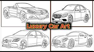 Mercedes Benz Car Drawing | Luxury Car Sketch Easy Step by Step | Coloring Pages for Kids &amp; Beginner