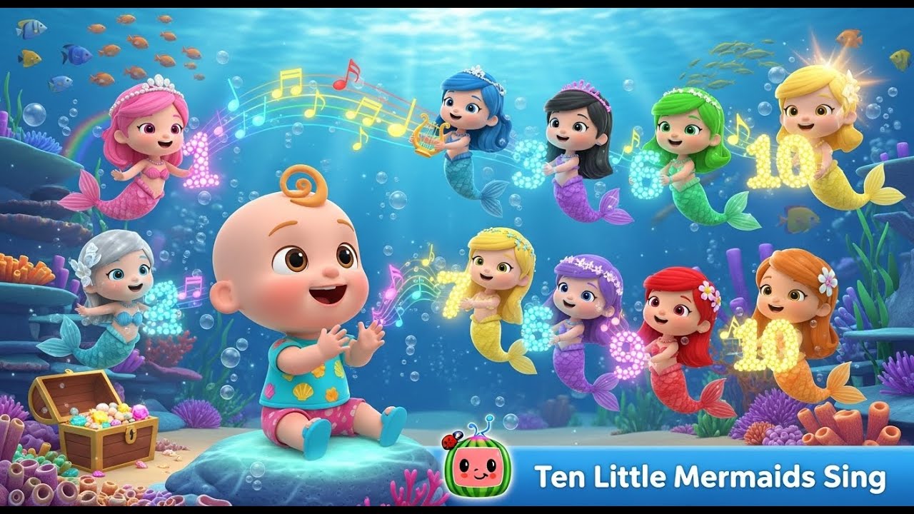 Ten Little Mermaids Sing Along | Fun Counting Song for Kids | Preschool Learning Rhyme