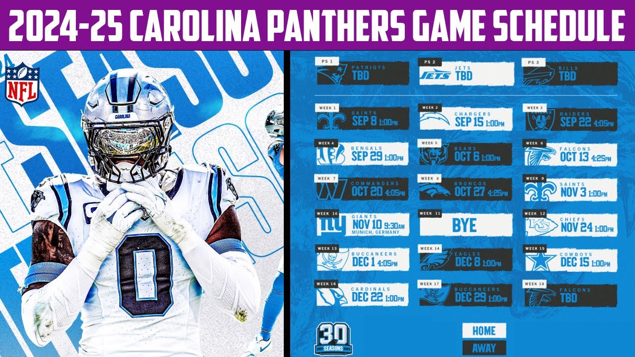 2024 25 Carolina Panthers Football Games Schedule YouTube 