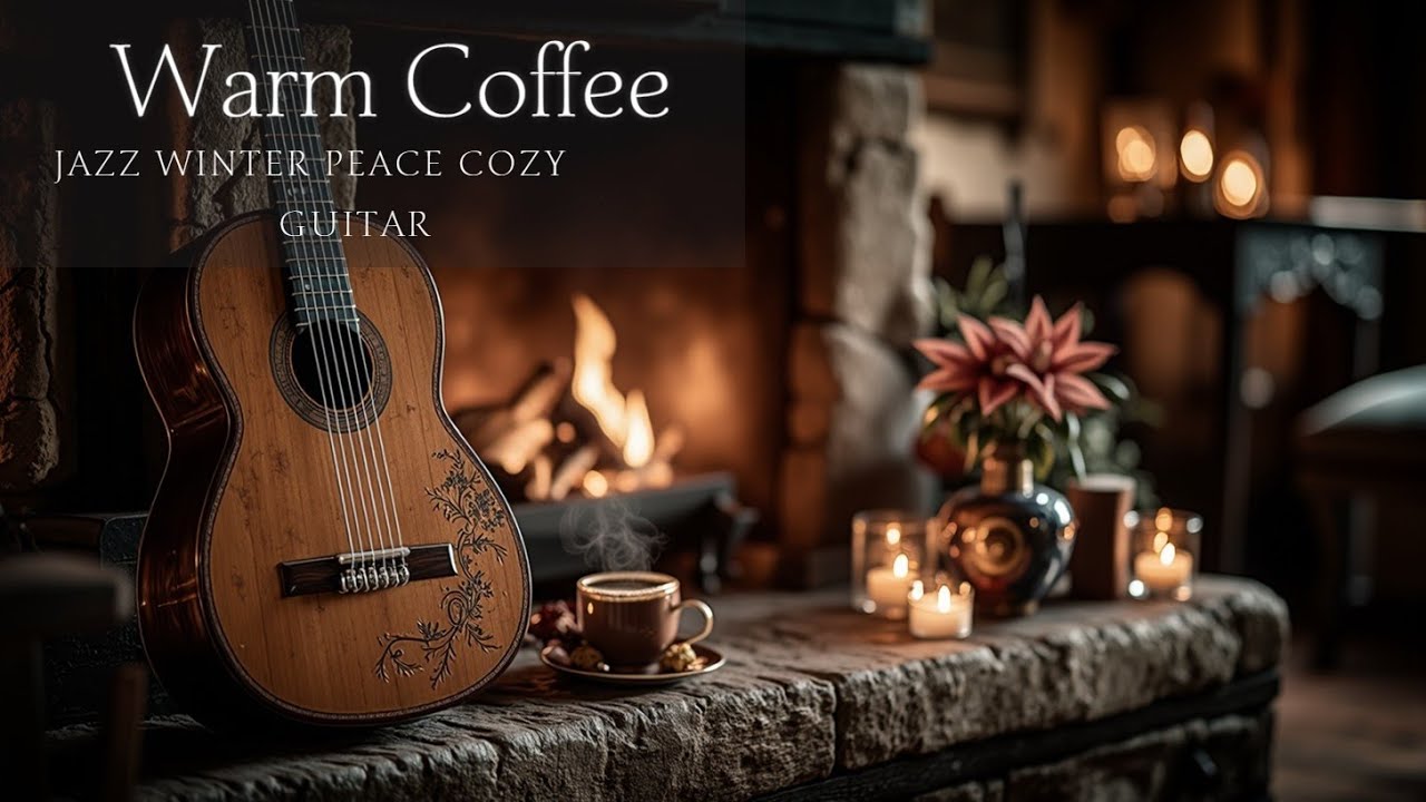 Warm Coffee Jazz Guitar - Gentle Acoustic Cafe Atmosphere Fireplace Background Music