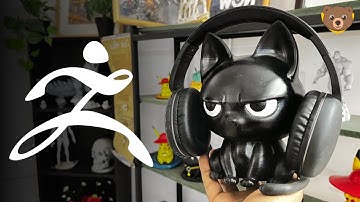 I Sculpted a Cute Cat to Hold My Headphones | ZBrush to 3D Print