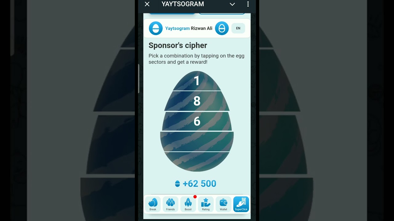 Sponsor's cipher card to day 