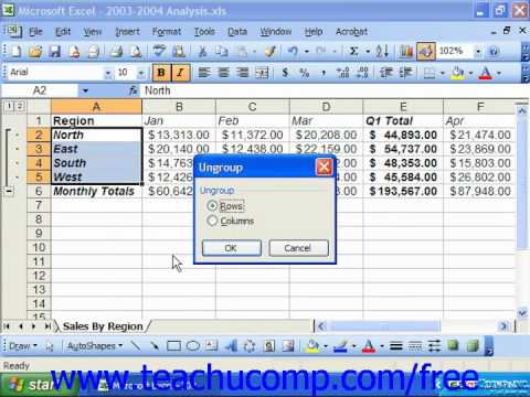 Excel 2003 Tutorial Applying and Removing Outlines Microsoft Training Lesson 19.2
