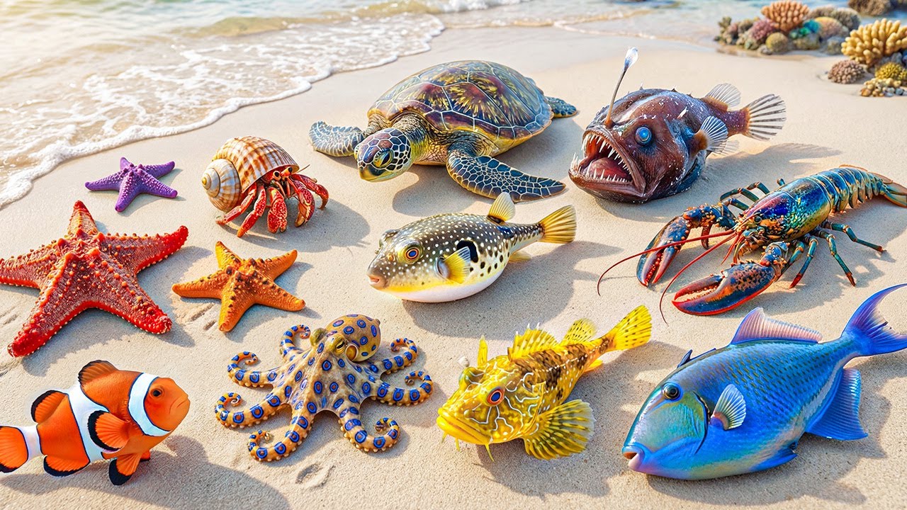 🌊 Ocean Foraging Lanternfish 🐟 Venomous Octopus 🐙Sea Turtle 🐢Lobster 🦞Pufferfish 🐠Yellow Devil Fish