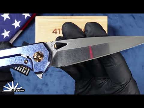 417CNC Acer , CMP154 Blade, Blue Titanium Handle, Bronze Finish Hardware And Clip