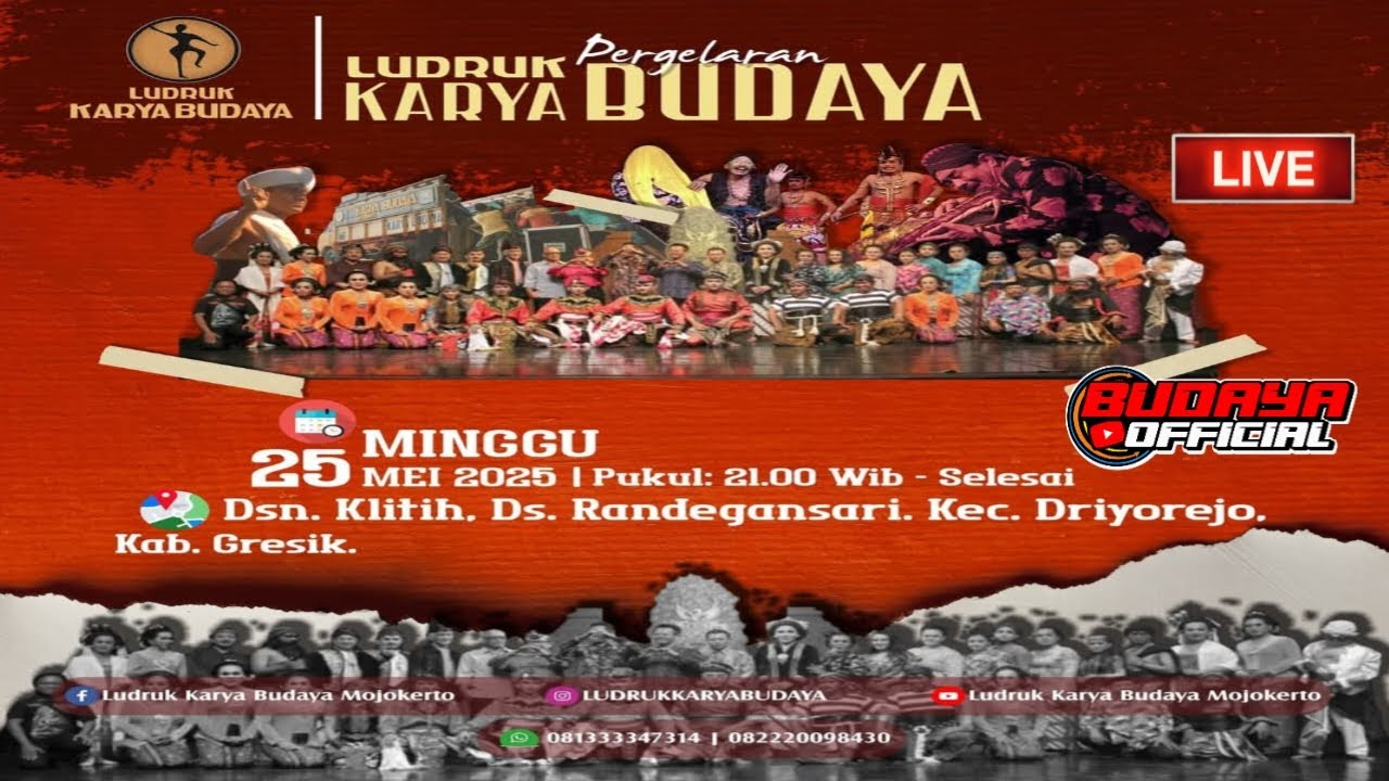 🛑Live ludruk KARYA BUDAYA Dsn Klitih Ds Randegansari Kec Driyorejo Gresik