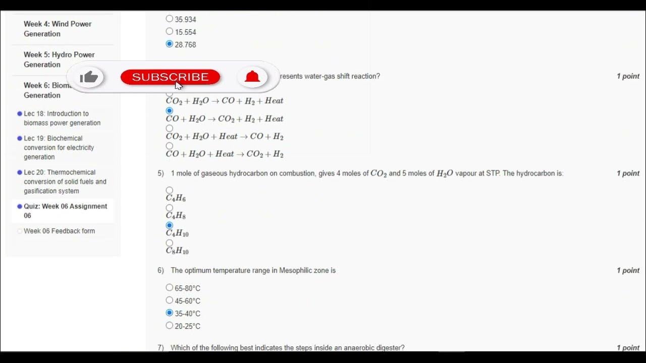 Sustainable Power Generation Systems NPTEL week 6 assignment solution