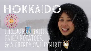 Hokkaido! Fireworks, baths, fried potatoes, and a creepy owl exhibit!  | Japan Travel Vlog