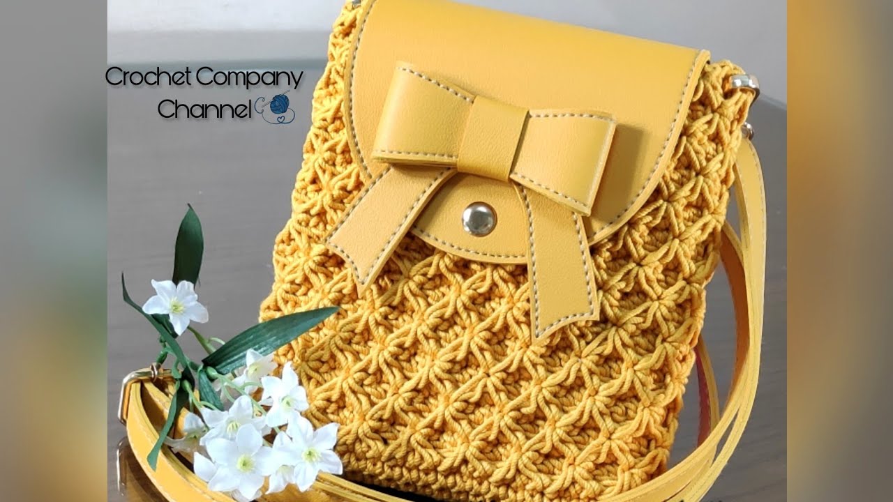 شنطه كروشيه باستخدام خيط المكرميه القطن / Crochet bag
