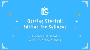Getting Started -  Editing the Syllabus
