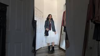 Styling a White Vintage Dress- with a tie, denim jacket, dr. Martens and messenger bag