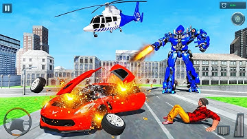 Flying Police Robot Car Simulator - Transformer Cop 3D - Android Gameplay