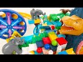 Satisfying Building Block coaster ☆ Marble Run ASMR Dinosaur Tunnel&Electric Stair Course