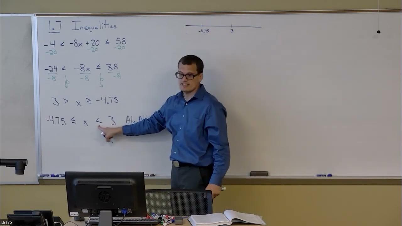 MAT 107 Section 1.7c Inequality Equations - YouTube