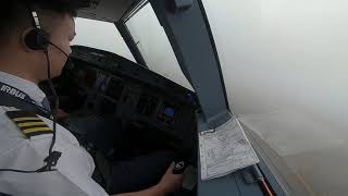 A320 crosswind land HFE ILS15 cockpit view