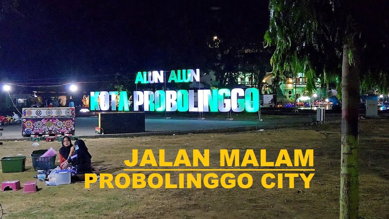 Night walking around Probolinggo City Alun Alun Kota Probolinggo ...