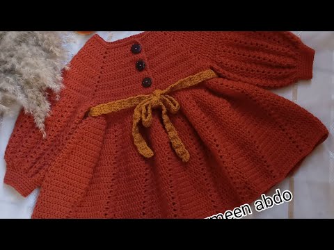 طريقه عمل فستان كروشيه للبنات شيك جدا وسهل للمبتدئين بمقاسات Crochet Dress Girls