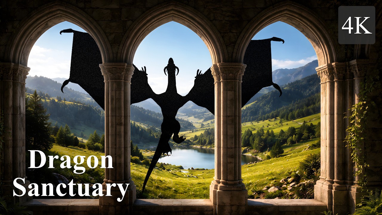 Dragon Sanctuary | 4K Fantasy Ambience | Peaceful Dragons, Fantasy Music for Relaxation & Focus