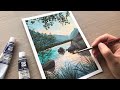 Sunset Mountain Gouache Tutorial