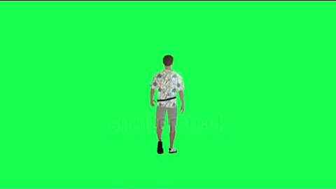 3d cartoon tourist man walking in the street back angle chroma key buy in telegram bio