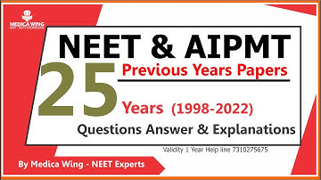 NEET AIPMT Previous Year Question Papers with Solutions PDF (1998-2022) 25 Years papers 1998-2022 |