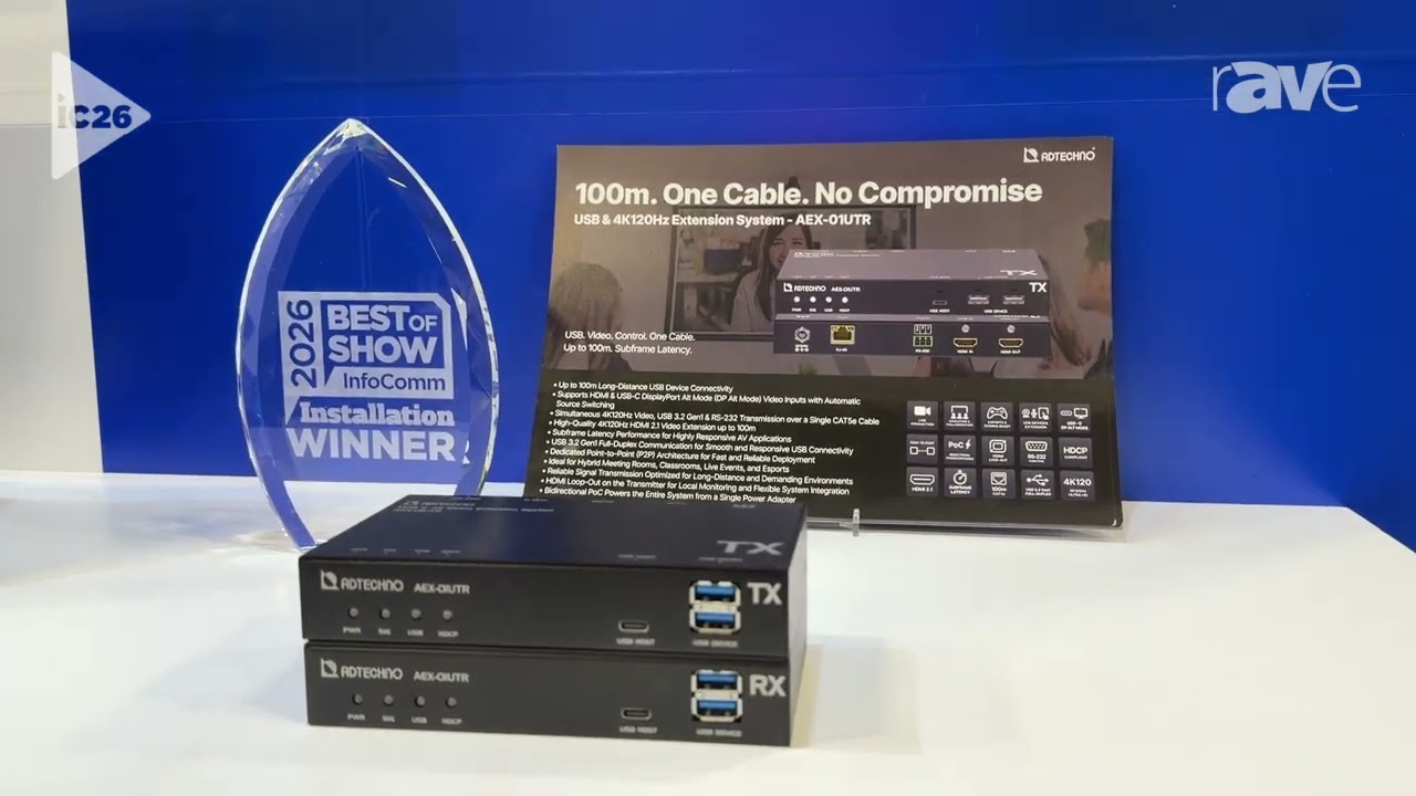 InfoComm 2026: ADTECHNO Shows AEX-01UTR 4K120Hz Extension System for Use with CAT5e Cables