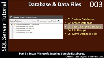 Create Database | Part 3 - Setup Pubs, NorthWind, AdventureWorks | SQL SSMS TSQL Tutorial #003