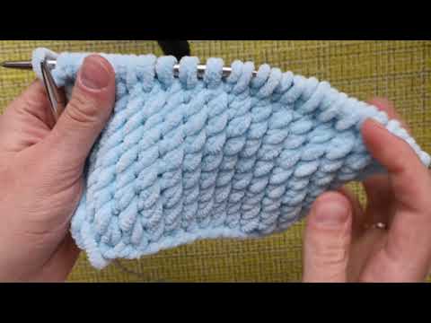 Красивый Узор Спицами Из Плюшевой Пряжи Для Пледа Beautiful Pattern Of Plush Yarn Knitting Needles