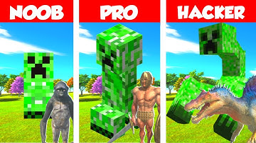 NOOB vs PRO vs HACKER: CREEPER CREATING CHALLENGE IN ANIMAL REVOLT BATTLE SIMULATOR