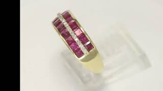 Natural Diamond Ruby Anniversary Wedding Band Ring 1.67CT 14KYG 7MM Size 7 - 35226 Profile