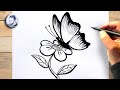 Comment dessiner un papillon sur une fleur