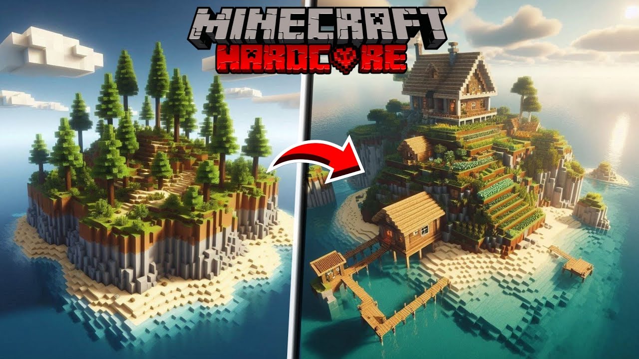 I Survived 100 Days on an ISLAND in Minecraft Hardcore - YouTube