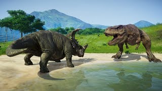 ISLAND SANCTUARY SINOCERATOPS VS  T-REX,I-REX,ALBERTOSAURUS,GIGANOTOSAURUS,SPINOSAURUS & INDORAPTOR