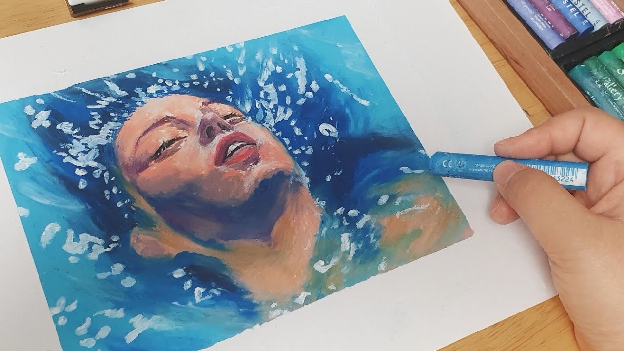 오일파스텔로 그리는 영화 가장 따뜻한 색 블루, 오일파스텔 인물화