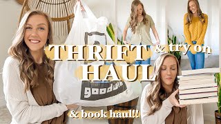 GOODWILL THRIFT HAUL & TRY ON ✨ Home Decor, Clothing, Sweaters, and BOOK HAUL!