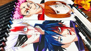 Drawing GOJO, ITADORI, MEGUMI And NOBARA With Their Rage Mode