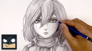how to draw mikasa ackerman attack on titan sketch tutorial
