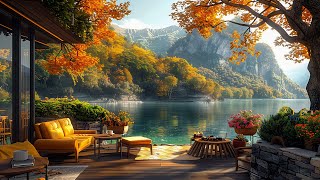 Cozy Autumn Porch Ambience 🍂 Smooth Jazz Background Music & Fireplace Sounds for Relax