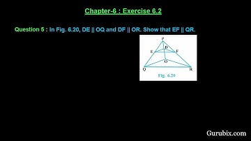 Ex 6.2 : Q.5 : In Fig. 6.20, DE || OQ and DF || OR. | Ch 6 | Math for Class X CBSE