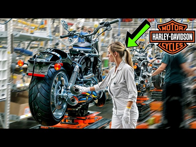 Inside US Harley-Davidson Factory 2024: Assembly line – Building Motorbikes by hands [step by step] class=